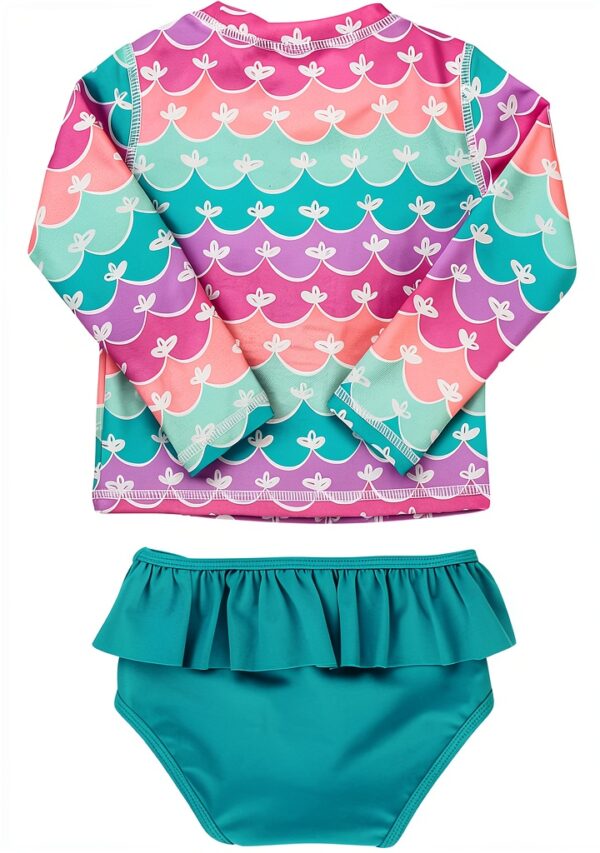Pavo Girls UPF 50 Long Sleeve Rash Guard Swimsuit Set-2