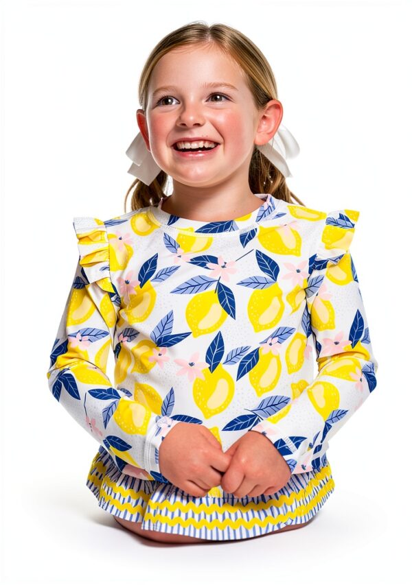 Baby Girls UPF 50 Long Sleeve Rash Guard Swim Set-4