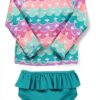 Baby Girls UPF 50 Long Sleeve Rash Guard Swimsuit Set-1