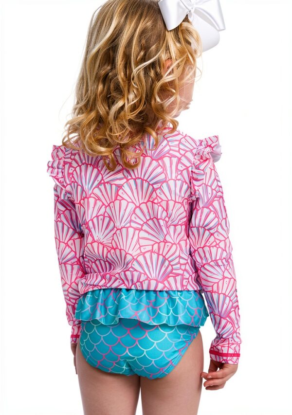 RuffleButts Skirted Long Sleeve Rash Guard Bikini Set-2