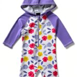 Baby Girls UPF 50 Sunsuit Hoodie Full Zip Swimwear-0