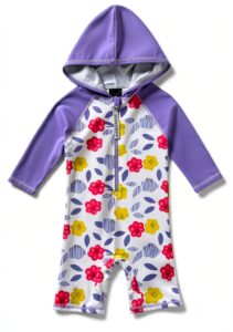 Baby Girls UPF 50 Sunsuit Hoodie Full Zip Swimwear-0