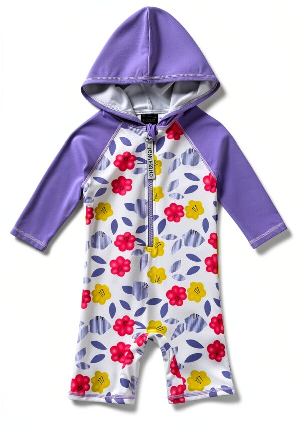 Baby Girls UPF 50 Sunsuit Hoodie Full Zip Swimwear-0