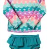 Pavo Girls UPF 50 Long Sleeve Rash Guard Swimsuit Set-0