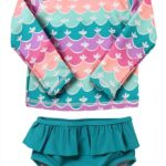Pavo Girls UPF 50 Long Sleeve Rash Guard Swimsuit Set-0