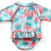 Baby Girl Swimwear Sunsuit Floral Design Short Sleeve-1