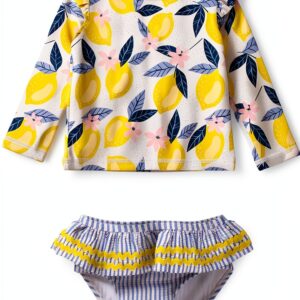 Baby Girls UPF 50 Long Sleeve Rash Guard Swim Set-0