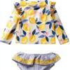 Baby Girls Rash Guard Set UPF 50 Long Sleeve Swimwear-3