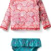 RuffleButts Skirted Long Sleeve Rash Guard Bikini Set-1