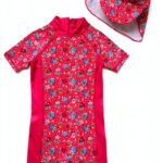 Baby Girls UPF 50 Sunsuit with Hat Soft Sun Protection-0