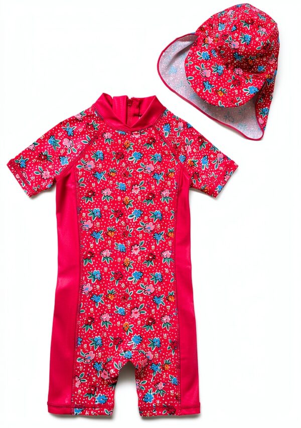 Baby Girls UPF 50 Sunsuit with Hat Soft Sun Protection-0