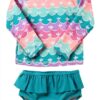 Brand Girls UPF 50 Long Sleeve Ruffle Swimsuit Set-0