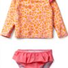 Baby Girls UPF 50 Long Sleeve Rash Guard Set Swimwear-0
