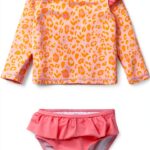 Baby Girls UPF 50 Long Sleeve Rash Guard Set Swimwear-0