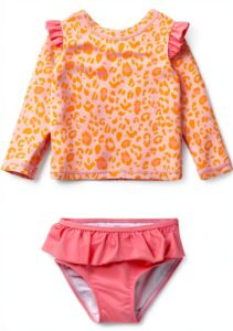Baby Girls UPF 50 Long Sleeve Rash Guard Set Swimwear-0