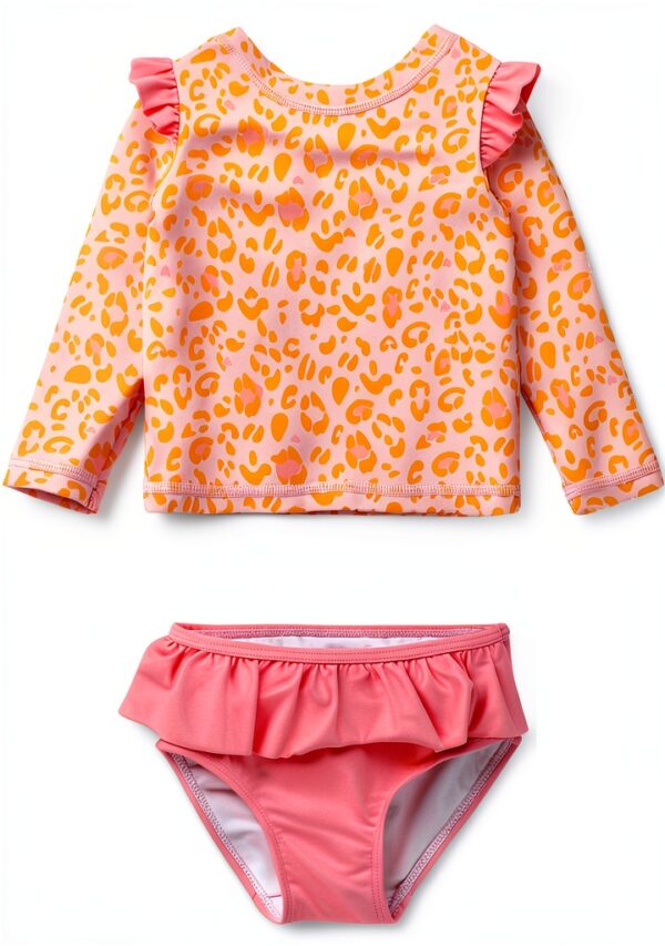 Baby Girls UPF 50 Long Sleeve Rash Guard Set Swimwear-0