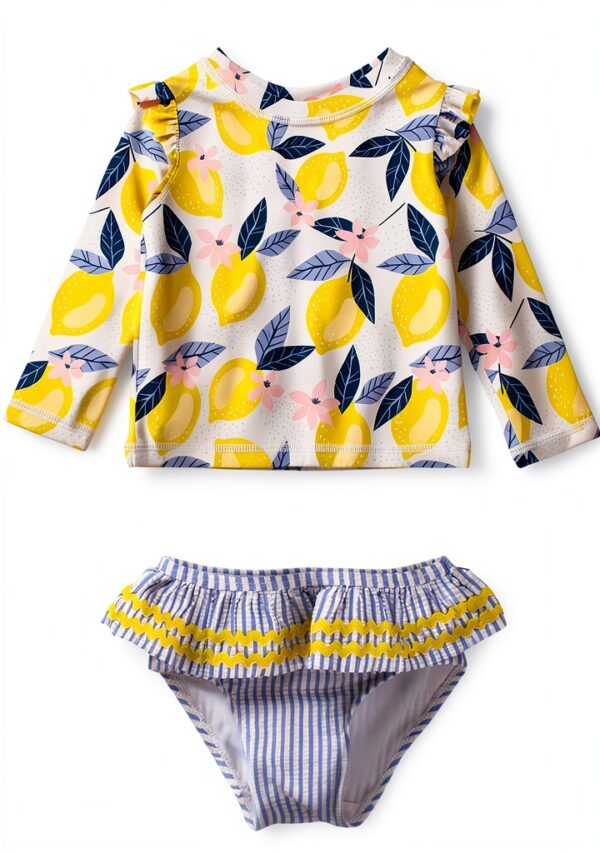 Baby Girls Rash Guard Set UPF 50 Long Sleeve Swimwear-0