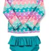 Brand Girls UPF 50 Long Sleeve Ruffle Swimsuit Set-1