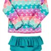 Brand Girls UPF 50 Long Sleeve Ruffle Swimsuit Set-2