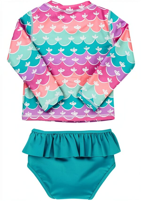 Brand Girls UPF 50 Long Sleeve Ruffle Swimsuit Set-2
