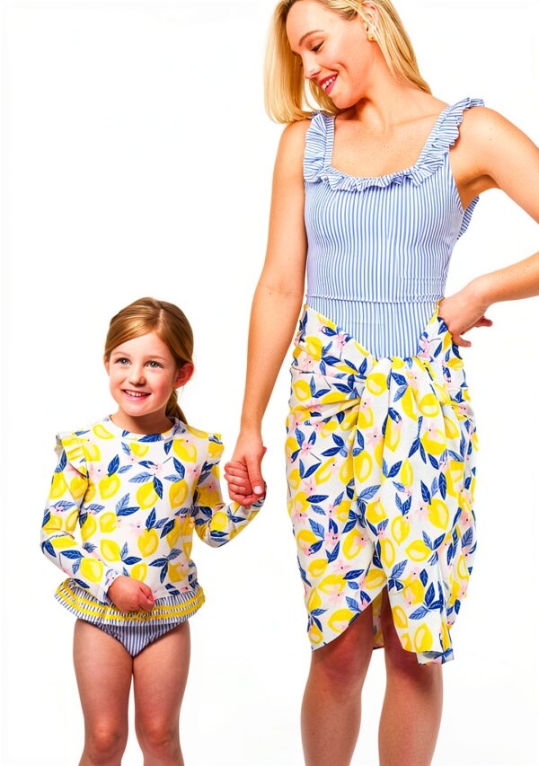 Baby Girls UPF 50 Long Sleeve Rash Guard Swim Set-1