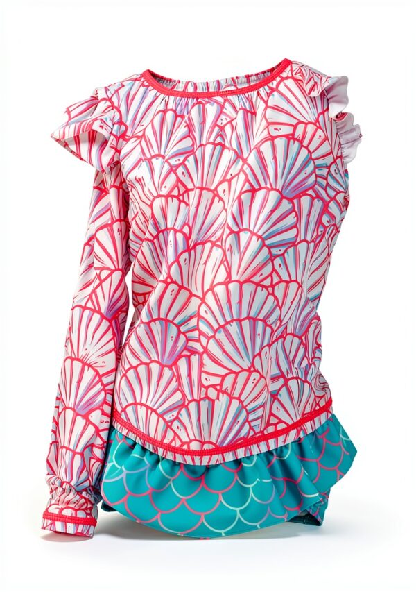 RuffleButts Skirted Long Sleeve Rash Guard Bikini Set-3
