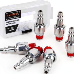 Air Hose Fittings FYPower 6‑Piece Swivel Plug Set Zinc Plated Steel-0
