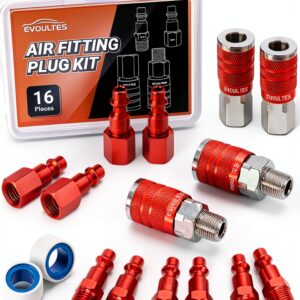 1/4 NPT Air Hose Fittings Kit 16pcs EVOULTES Aluminum Quick Connect-0